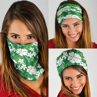 Green Hawaiian Hibiscus Monstera Neck Gaiter Grunge Stylized LT01 - Polynesian Pride