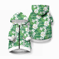 Green Hawaiian Hibiscus Monstera Pet Hoodie Grunge Stylized LT01 Zip-up Green - Polynesian Pride