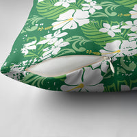 Green Hawaiian Hibiscus Monstera Pillow Cover Grunge Stylized LT01 - Polynesian Pride