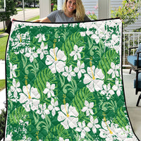 Green Hawaiian Hibiscus Monstera Quilt Grunge Stylized LT01 Green - Polynesian Pride