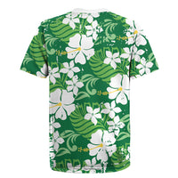 Green Hawaiian Hibiscus Monstera Rugby Jersey Grunge Stylized LT01 - Polynesian Pride