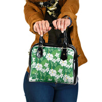 Green Hawaiian Hibiscus Monstera Shoulder Handbag Grunge Stylized LT01 One Size Green - Polynesian Pride