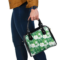 Green Hawaiian Hibiscus Monstera Shoulder Handbag Grunge Stylized LT01 - Polynesian Pride