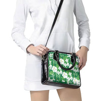 Green Hawaiian Hibiscus Monstera Shoulder Handbag Grunge Stylized LT01 - Polynesian Pride