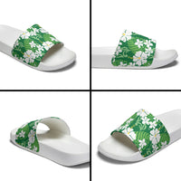 Green Hawaiian Hibiscus Monstera Slide Sandals Grunge Stylized LT01 - Polynesian Pride