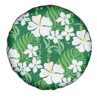 Green Hawaiian Hibiscus Monstera Spare Tire Cover Grunge Stylized LT01 - Polynesian Pride