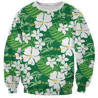 Green Hawaiian Hibiscus Monstera Sweatshirt Grunge Stylized LT01 Unisex Green - Polynesian Pride