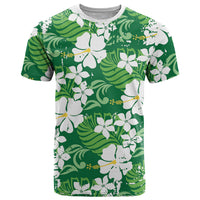 Green Hawaiian Hibiscus Monstera T Shirt Grunge Stylized LT01 Green - Polynesian Pride