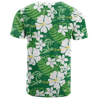 Green Hawaiian Hibiscus Monstera T Shirt Grunge Stylized LT01 - Polynesian Pride
