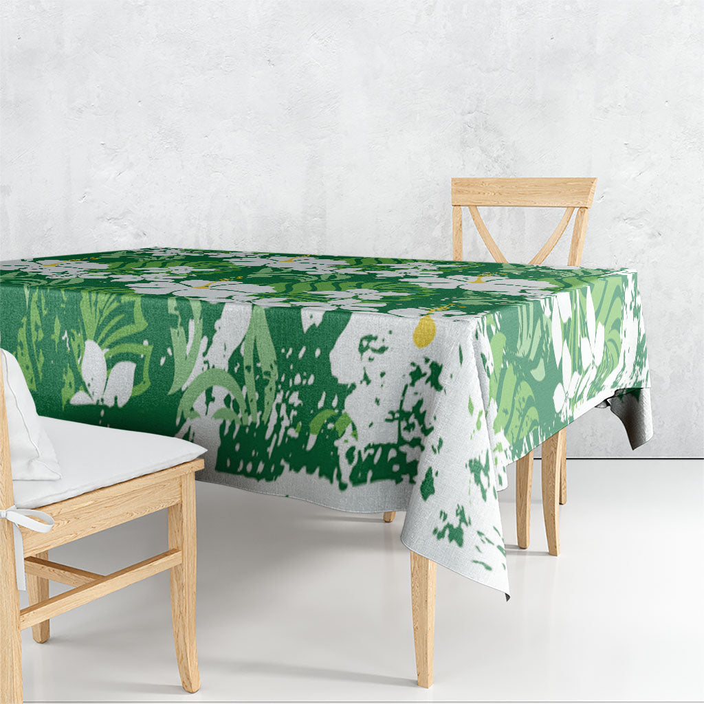 Green Hawaiian Hibiscus Monstera Tablecloth Grunge Stylized LT01 - Polynesian Pride