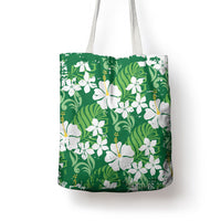 Green Hawaiian Hibiscus Monstera Tote Bag Grunge Stylized LT01 - Polynesian Pride