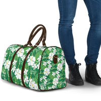 Green Hawaiian Hibiscus Monstera Travel Bag Grunge Stylized LT01 - Polynesian Pride