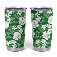 Green Hawaiian Hibiscus Monstera Tumbler Cup Grunge Stylized LT01 Green - Polynesian Pride