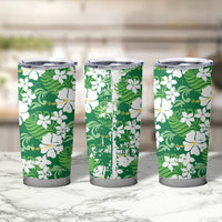 Green Hawaiian Hibiscus Monstera Tumbler Cup Grunge Stylized LT01 - Polynesian Pride