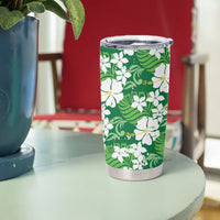 Green Hawaiian Hibiscus Monstera Tumbler Cup Grunge Stylized LT01 - Polynesian Pride
