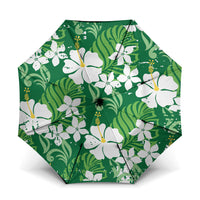 Green Hawaiian Hibiscus Monstera Umbrella Grunge Stylized LT01 One Size Folded 11.42 inch Opened Diameter 37.4 inch Green - Polynesian Pride