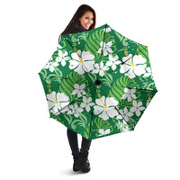 Green Hawaiian Hibiscus Monstera Umbrella Grunge Stylized LT01 - Polynesian Pride