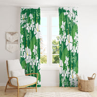 Green Hawaiian Hibiscus Monstera Window Curtain Grunge Stylized LT01 - Polynesian Pride