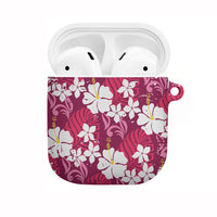 Pink Hawaiian Hibiscus Monstera AirPods Case Grunge Stylized LT01 Pink - Polynesian Pride