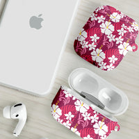 Pink Hawaiian Hibiscus Monstera AirPods Case Grunge Stylized LT01 - Polynesian Pride