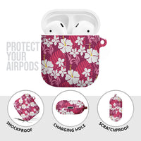 Pink Hawaiian Hibiscus Monstera AirPods Case Grunge Stylized LT01 - Polynesian Pride