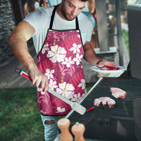 Pink Hawaiian Hibiscus Monstera Apron Grunge Stylized LT01 - Polynesian Pride