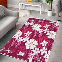 Pink Hawaiian Hibiscus Monstera Area Rug Grunge Stylized LT01 - Polynesian Pride