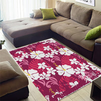 Pink Hawaiian Hibiscus Monstera Area Rug Grunge Stylized LT01 - Polynesian Pride