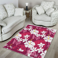 Pink Hawaiian Hibiscus Monstera Area Rug Grunge Stylized LT01 - Polynesian Pride