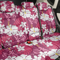 Pink Hawaiian Hibiscus Monstera Back Car Seat Cover Grunge Stylized