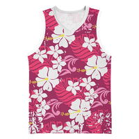 Pink Hawaiian Hibiscus Monstera Basketball Jersey Grunge Stylized LT01 Unisex Pink - Polynesian Pride