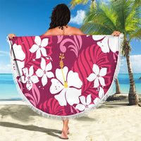 Pink Hawaiian Hibiscus Monstera Beach Blanket Grunge Stylized