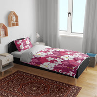 Pink Hawaiian Hibiscus Monstera Bedding Set Grunge Stylized LT01 - Polynesian Pride