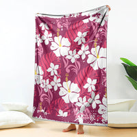 Pink Hawaiian Hibiscus Monstera Blanket Grunge Stylized LT01 - Polynesian Pride