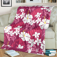Pink Hawaiian Hibiscus Monstera Blanket Grunge Stylized LT01 - Polynesian Pride