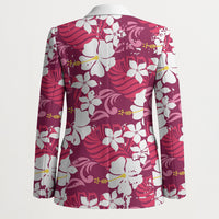 Pink Hawaiian Hibiscus Monstera Blazer Grunge Stylized LT01 - Polynesian Pride