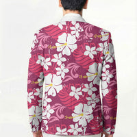 Pink Hawaiian Hibiscus Monstera Blazer Grunge Stylized LT01 - Polynesian Pride