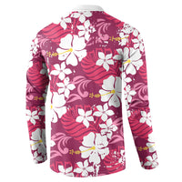 Pink Hawaiian Hibiscus Monstera Button Sweatshirt Grunge Stylized LT01 - Polynesian Pride