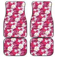 Pink Hawaiian Hibiscus Monstera Car Mats Grunge Stylized