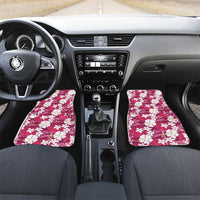 Pink Hawaiian Hibiscus Monstera Car Mats Grunge Stylized