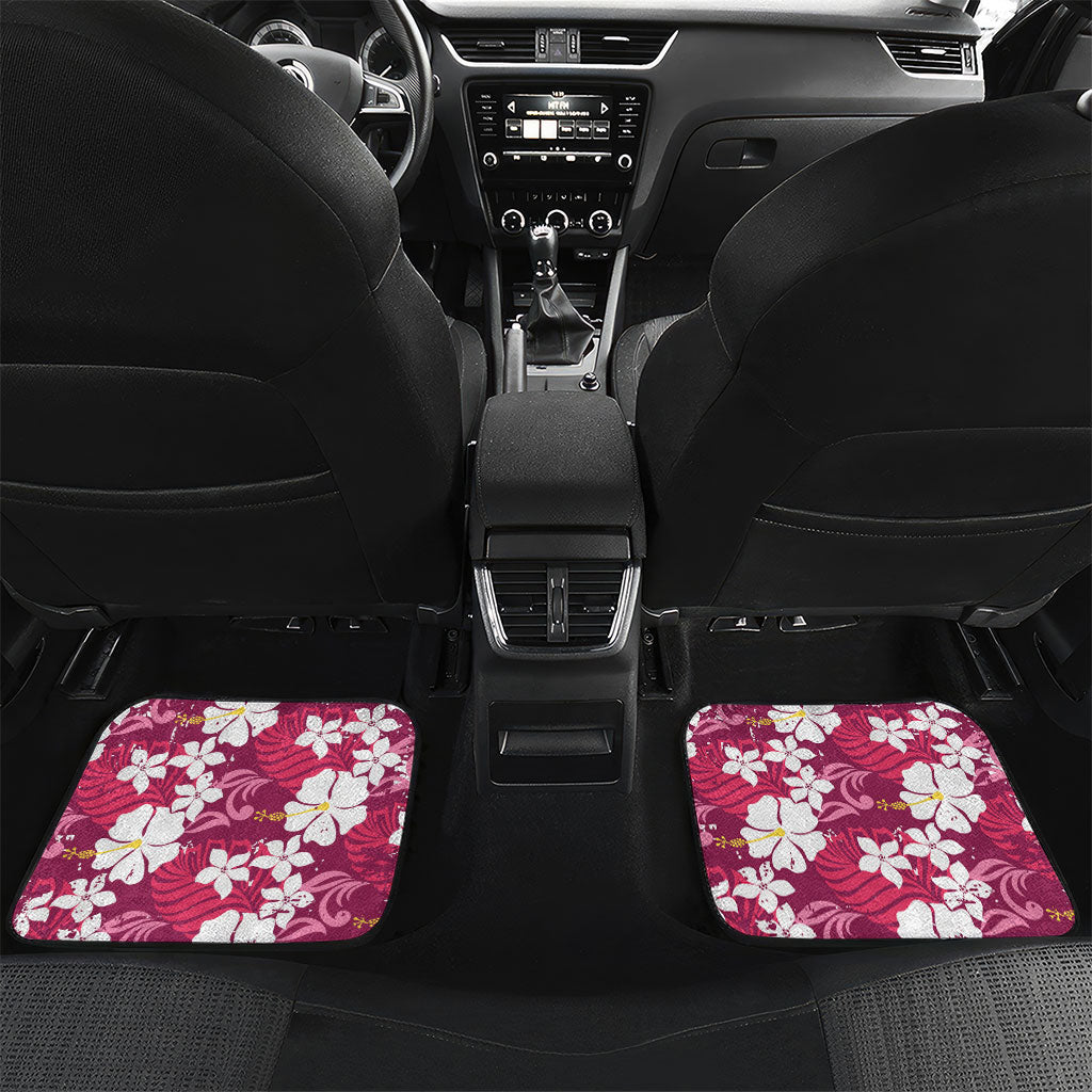Pink Hawaiian Hibiscus Monstera Car Mats Grunge Stylized