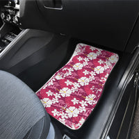 Pink Hawaiian Hibiscus Monstera Car Mats Grunge Stylized