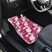 Pink Hawaiian Hibiscus Monstera Car Mats Grunge Stylized