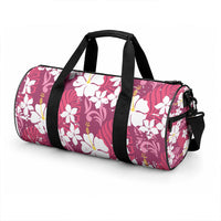 Pink Hawaiian Hibiscus Monstera Duffle Bag Grunge Stylized