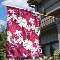 Pink Hawaiian Hibiscus Monstera Garden Flag Grunge Stylized LT01 - Polynesian Pride