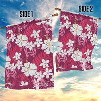 Pink Hawaiian Hibiscus Monstera Garden Flag Grunge Stylized LT01 - Polynesian Pride