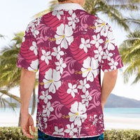 Pink Hawaiian Hibiscus Monstera Hawaiian Shirt Grunge Stylized LT01 - Polynesian Pride