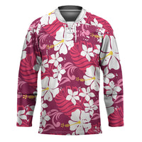 Pink Hawaiian Hibiscus Monstera Hockey Jersey Grunge Stylized