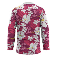 Pink Hawaiian Hibiscus Monstera Hockey Jersey Grunge Stylized