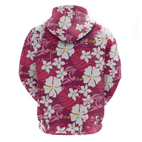 Pink Hawaiian Hibiscus Monstera Hoodie Grunge Stylized LT01 - Polynesian Pride